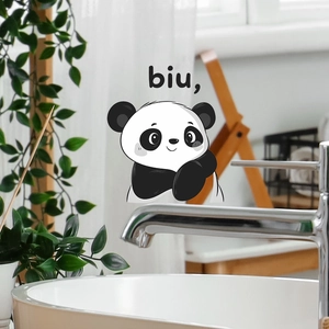 Cute panda wall sticker with biu text for home bathroom decor and mirror application