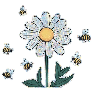 Holographic daisy and bee sun catcher window decals with rainbow prism effect