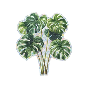 Sticker mural feuilles de monstera avec effet prisme holographique pour décor intérieur