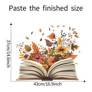 Detail view of sunflower and autumn leaf wall sticker with finished size 37x43cm