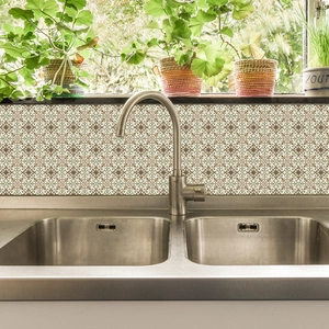 Adesivo per piastrelle autoadesivo con motivo floreale vintage per cucina e bagno