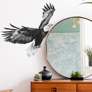 Adesivo murale con aquila in bianco e nero per decorazione del soggiorno moderno