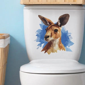 Adesivo da Parete Canguro Geometrico Moderno Low Poly Art Animale Decor PVC Impermeabile Rimovibile Decalcomania Sedile WC Bagno