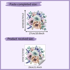 Detail of floral butterfly wall sticker showing size specifications 27x27cm and 29x29cm