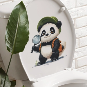 Self-adhesive cute cartoon panda explorer wall sticker for bathroom or bedroom decor