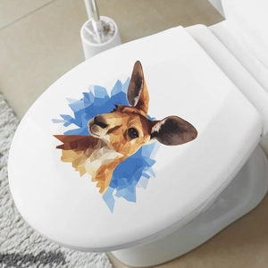 Adesivo murale a canguro geometrico impermeabile per copriwater e decorazioni bagno