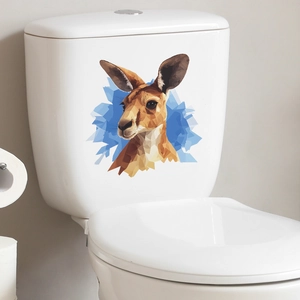 Adesivo murale canguro geometrico marrone e blu per decorazione domestica moderna