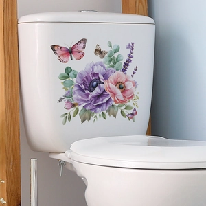 Pink and purple flower butterfly wall stickers for bedroom and living room decor