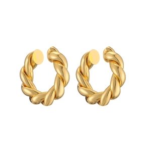 Boucles d'oreilles ear cuff torsadées en forme de C plaquées or 18 carats au fini poli