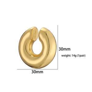 Boucles d'oreilles manchette dorées vintage en forme de C, diamètre 30mm et poids 14g