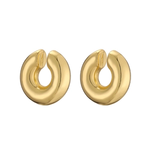Boucles d'oreilles créoles dorées en forme de C avec finition miroir polie minimaliste