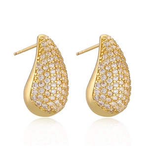 Elegante goldene Tropfen-Ohrstecker mit funkelnden Zirkonia-Steinen besetzt