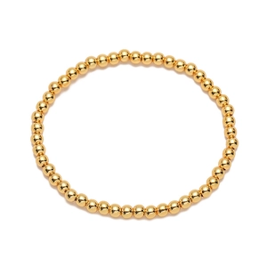 Conjunto de pulseras elásticas minimalistas doradas con cuentas de cobre pulido