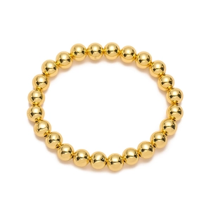 Conjunto de pulseras minimalistas de cuentas doradas con esferas metálicas pulidas