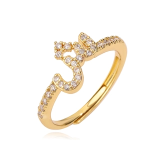 Verstelbare gouden Om-ring met micro-pave kristallen en vintage Arabische ins-stijl