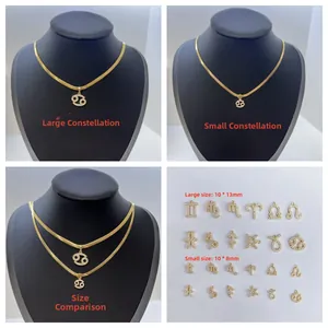 Zirkonia Pavé Sterrenbeeld Hanger Ketting Goud Verguld Koper Twaalf Sterrenbeelden Slangenketting Gepersonaliseerde Sieraden Vrouwen