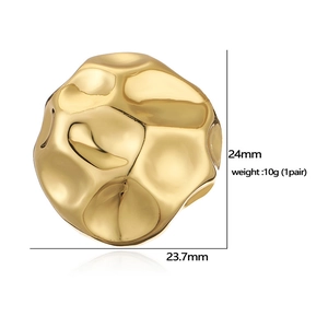 Diagramma tecnico con altezza di 24mm e peso di 10g per orecchini dorati con trama a martello