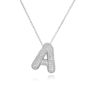 Collana con pendente lettera A con pavé di zirconi cubici in stile hip hop moderno