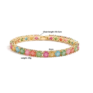 Regenbogen-Kristallarmband in Goldfassung mit verstellbarer Verlängerungskette