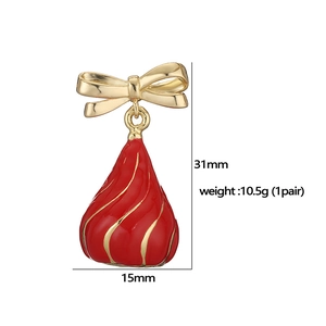 Specifiche dimensionali per orecchini a fiocco rosso e goccia a spirale, altezza 31mm