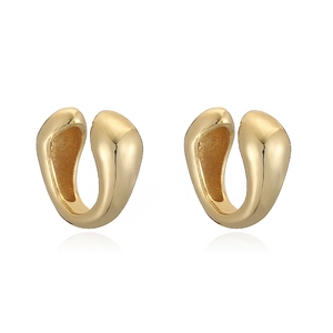 Polished 18K gold plated C-shaped ear cuffs with minimalist U-shaped streamline design