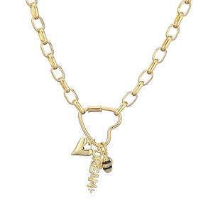 Collana a catena dorata con ciondolo Dream moschettone a cuore e ape dorata