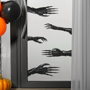 Halloween Stickers Muraux Main de Fantôme Noire Gothique Griffes de Monstre PVC Décalcomanies pour Chambre Salon Décoration