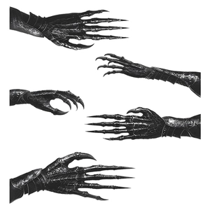 Griffes mécaniques gothiques noires avec texture d'écailles de dragon pour Halloween
