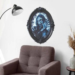 Gothic Victorian frame with creepy zombie portrait as Halloween wall art in living room