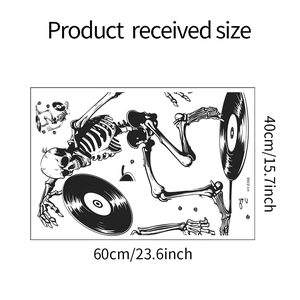Detail showing the 60x40cm sheet layout of the DJ skeleton vinyl wall sticker
