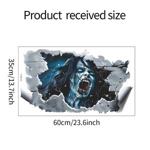 Halloween 3D wall sticker dimensions 60x35cm featuring a scary zombie girl design