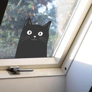 Cute black cat window wall stickers for bedroom and living room home decoration