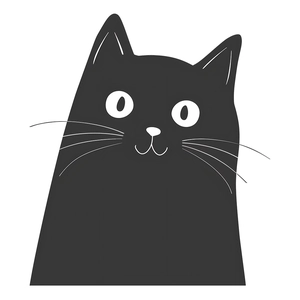 Cute black cat cartoon wall sticker for home decor featuring a minimalist kitten face