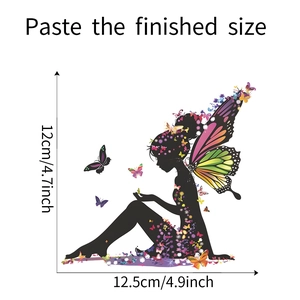 Detaillierte Größentabelle für Schmetterlingsfee-Wandtattoo mit Maßen 12,5cm mal 12cm