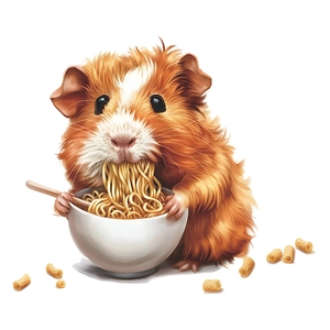Cute cartoon hamster eating ramen wall sticker for bedroom and living room decor