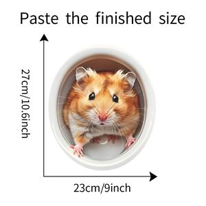 Detailed hamster wall sticker showing realistic rodent pattern measuring 27cm by 23cm