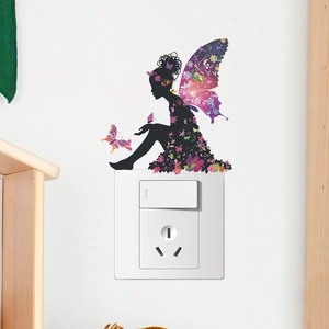 Fairy and butterfly wall sticker for bedroom and light switch decoration