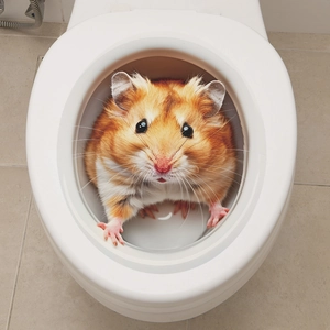 3D Cute Hamster Toilet Sticker Creative Waterproof Removable PVC Animal Wall Decal For Bathroom Restroom Home Decoration