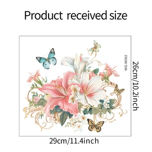Detail view of floral butterfly wall sticker MG-M062 with dimensions 29x26cm