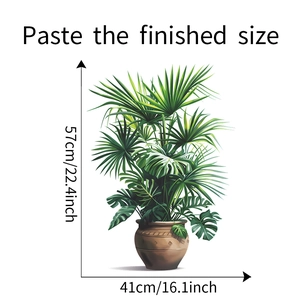 Finished size dimensions of 57x41cm for the tropical palm and monstera wall sticker
