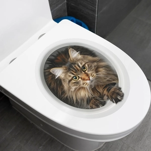 3D creative cat wall sticker for toilet decoration with realistic kitten design