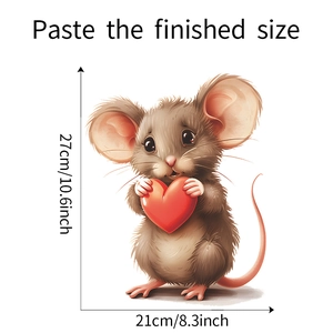 Detailed size specifications for cartoon mouse wall sticker measuring 21cm by 27cm