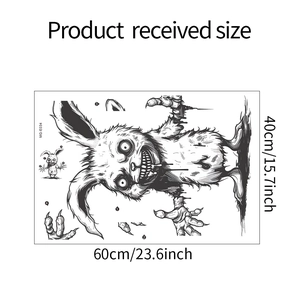 Layout details of MG-E034 horror rabbit wall sticker for Halloween decor 60x40cm size