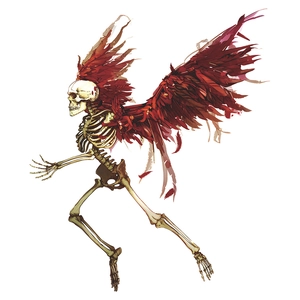 Creative Halloween angel skeleton wall sticker with vibrant red wings for home decoration