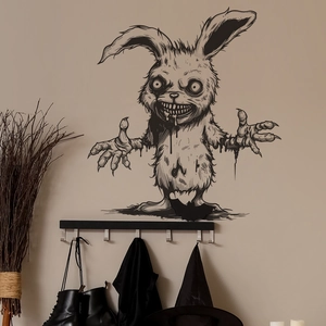 Creepy Halloween mutant rabbit wall sticker for spooky gothic home decor and room decoration