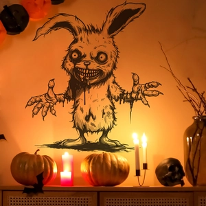 Creepy Halloween zombie rabbit wall sticker for living room interior home decoration