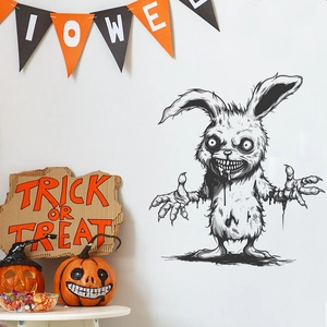 Zombie rabbit Halloween wall decal for living room decoration in hand-drawn style