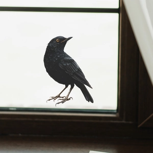 Lifelike black bird window sticker for glass decor and anti-collision protection
