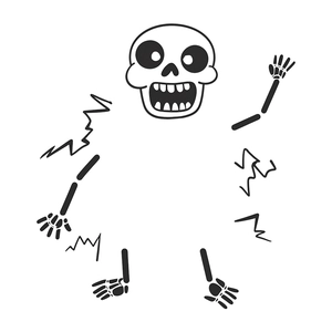 Cartoon skeleton wall sticker with lightning bolts for living room home decoration