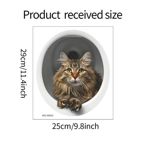 Detailed dimension layout for MG-M003 3D ginger cat wall sticker with size specifications
